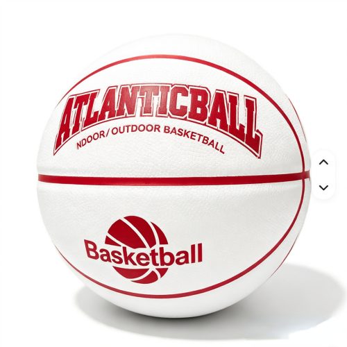 Custom White Basketballl with Red Lines