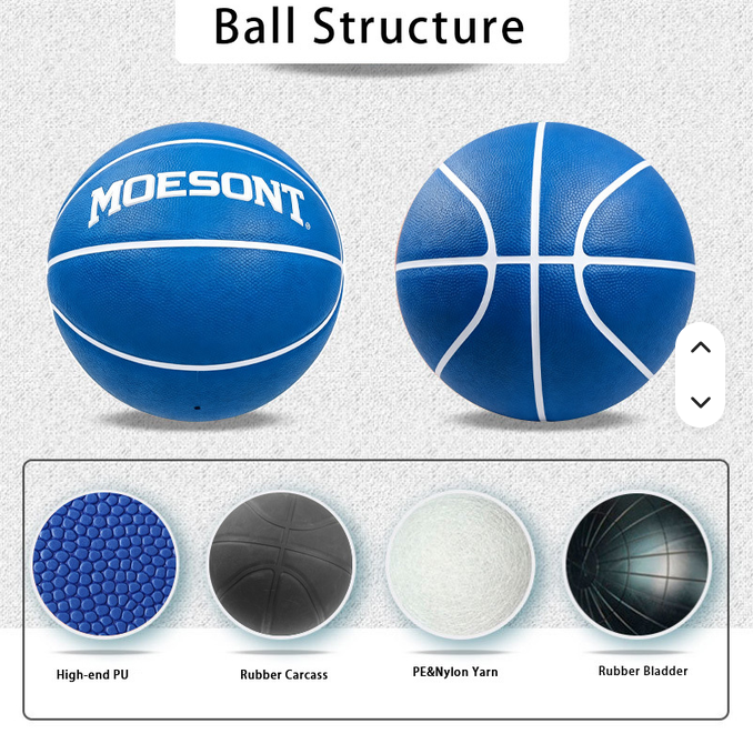 Custom Blue PU Basketball – Custom Logo for Street & Training | OEM Service - Image 4